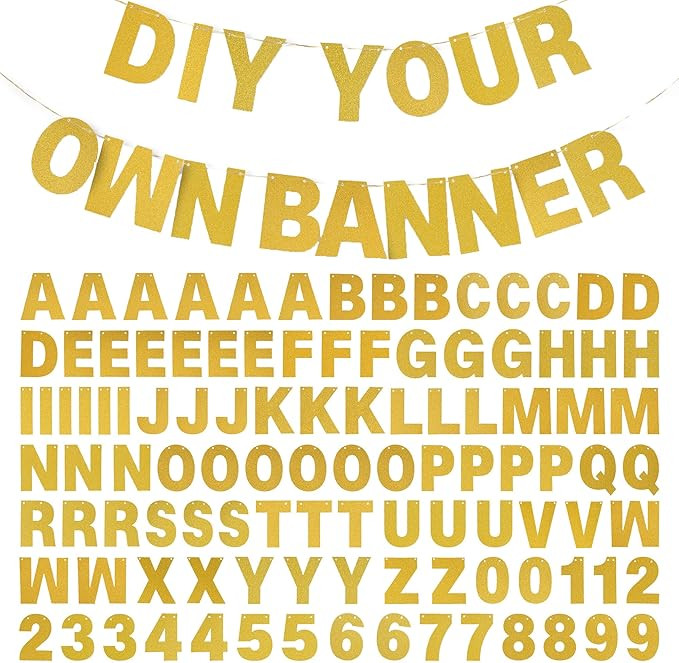 DIY Banner Kit with Letters Glitter Banner Letters Gold Customizable Birthday Banners Graduation ... | Amazon (US)