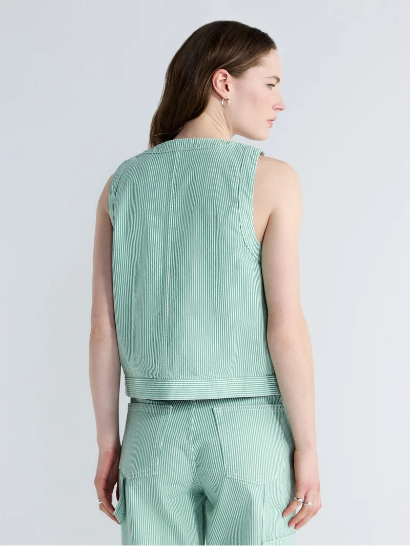 Free Assembly Women's and Women's Plus Button Front Sleeveless Denim Top, Sizes XS-4X | Walmart (US)