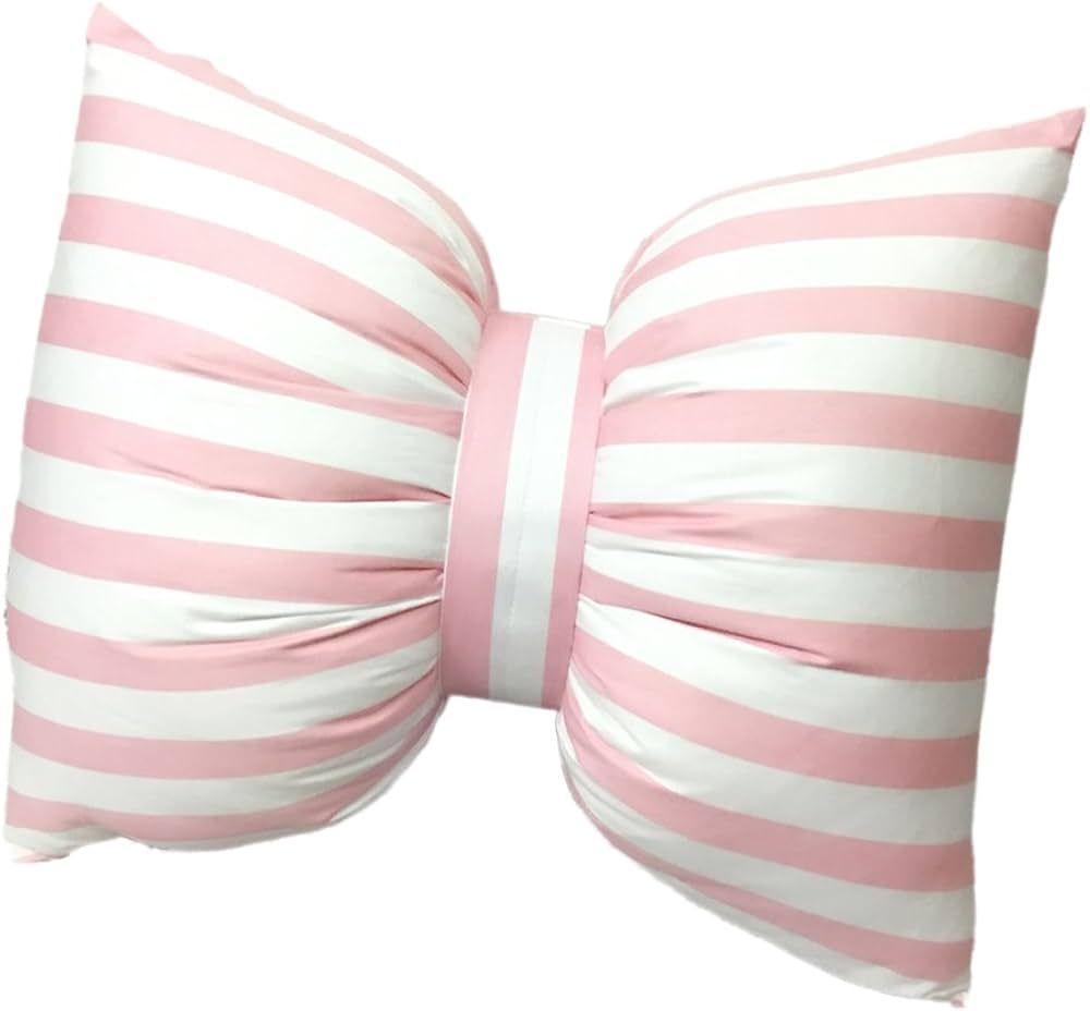 Ewindy Handmade Stripe Bow Throw Pillow Cotton Bow Pillow Washable Car Neck Pillow Sofa Office Lu... | Amazon (US)