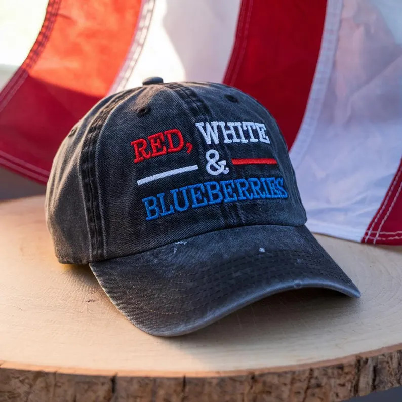 Embroidered Red White & Blueberries Memorial Freedom Hat, Justice for Charlie Embroidered Cap - E... | Etsy (Global)