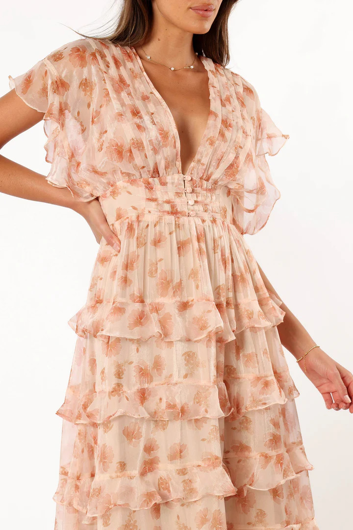 Wendi Ruffle Dress - Dark Peach Floral | Petal & Pup (US)