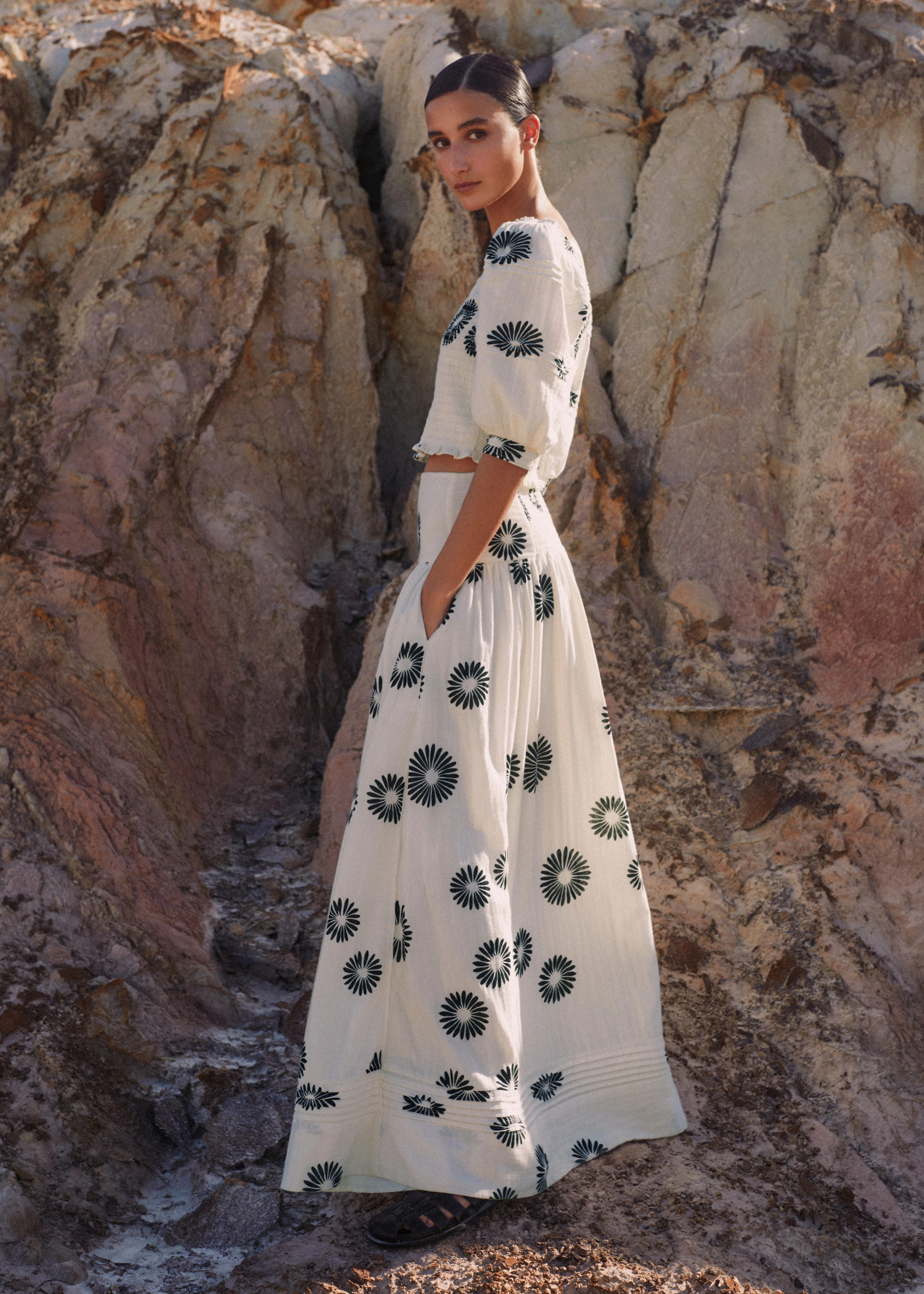 Women's Cream Cheesecloth Modern Daisy Print Co-ord | ME+EM | ME+EM US