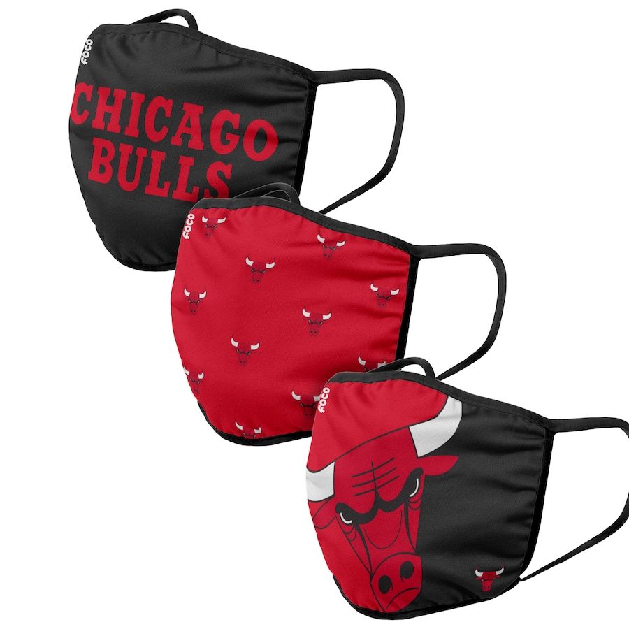 Chicago Bulls FOCO Face Covering (Size Small) 3-Pack | Fanatics
