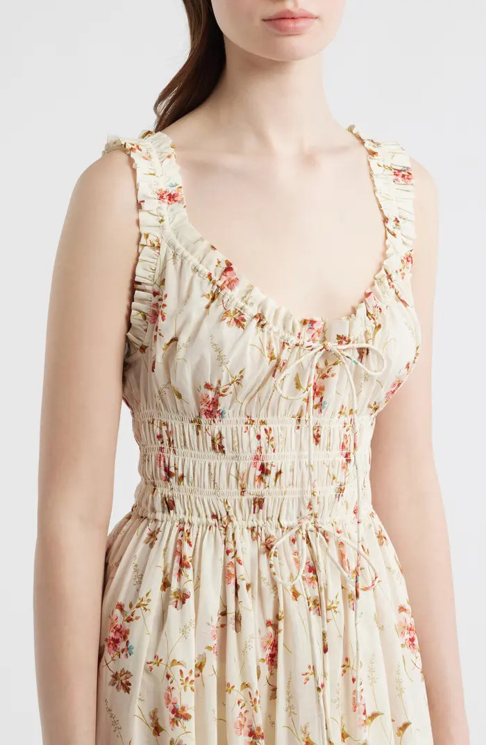 Emmaretta Floral Shirred Organic Cotton Voile Dress | Nordstrom
