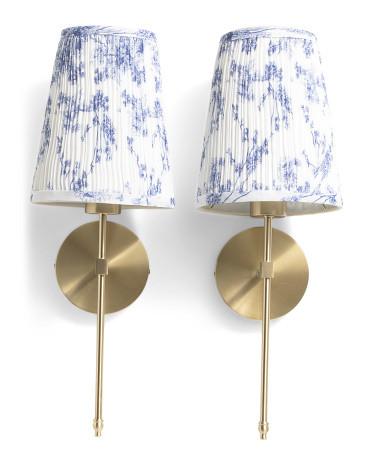 2pk 7.5x7x20 Pleated Shade Rechargeable Wall Sconces | TJ Maxx