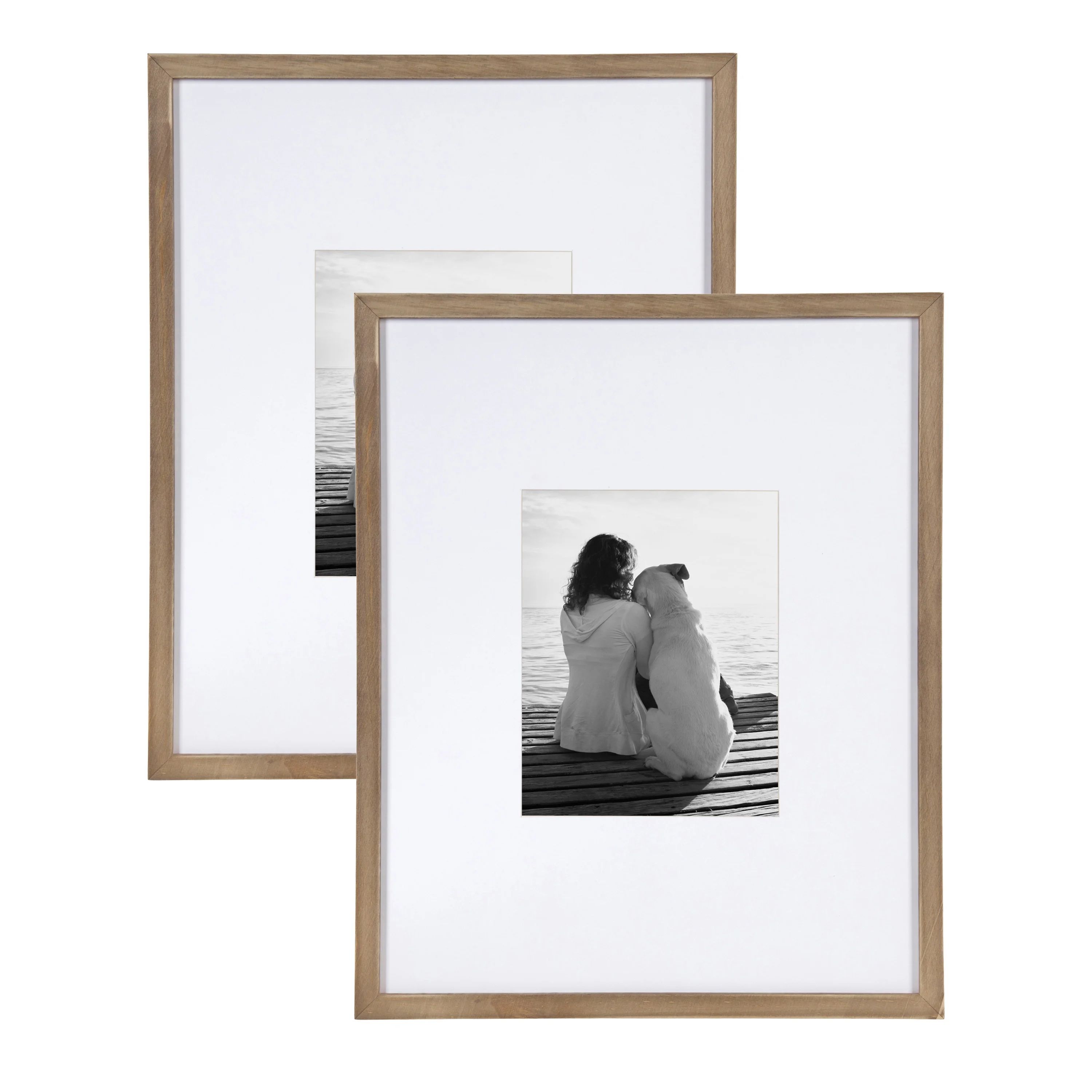 DesignOvation Gallery Wood Photo Frame Set for Customizable Wall Display, Rustic Brown 16x20 matt... | Walmart (US)