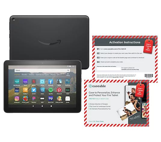 Amazon Fire HD 8" 32GB Tablet with Caseable and Software Voucher - QVC.com | QVC