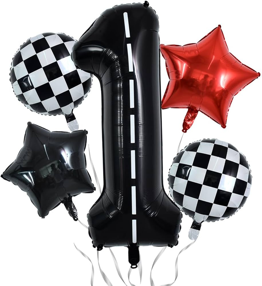 TONIFUL 40 Inch Race Car 1st Birthday Balloons Racetrack Number 1 Black Balloons Wheel Tire Ballo... | Amazon (US)