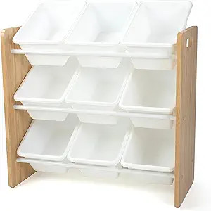 Humble Crew 9-Bin Toy Organizer – Journey Natural Wood with White Plastic Bins, 3-Tier Storage ... | Amazon (US)