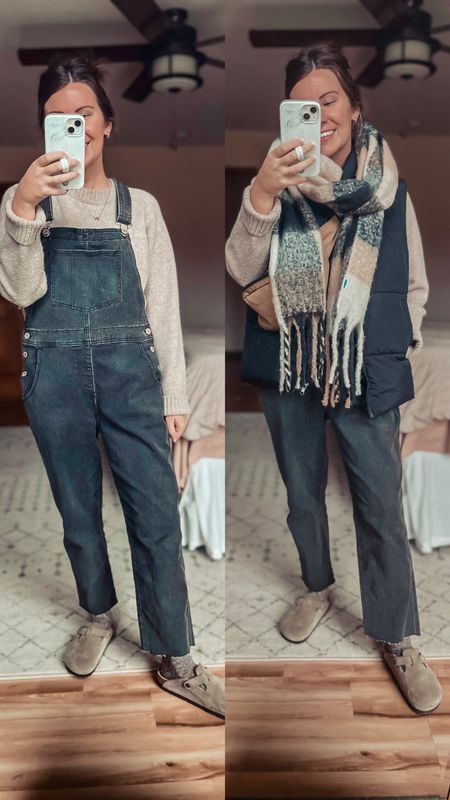 Wearing a size medium in the sweater, small in overalls and small in vest. 

#LTKstyletip #LTKSeasonal #LTKfindsunder50