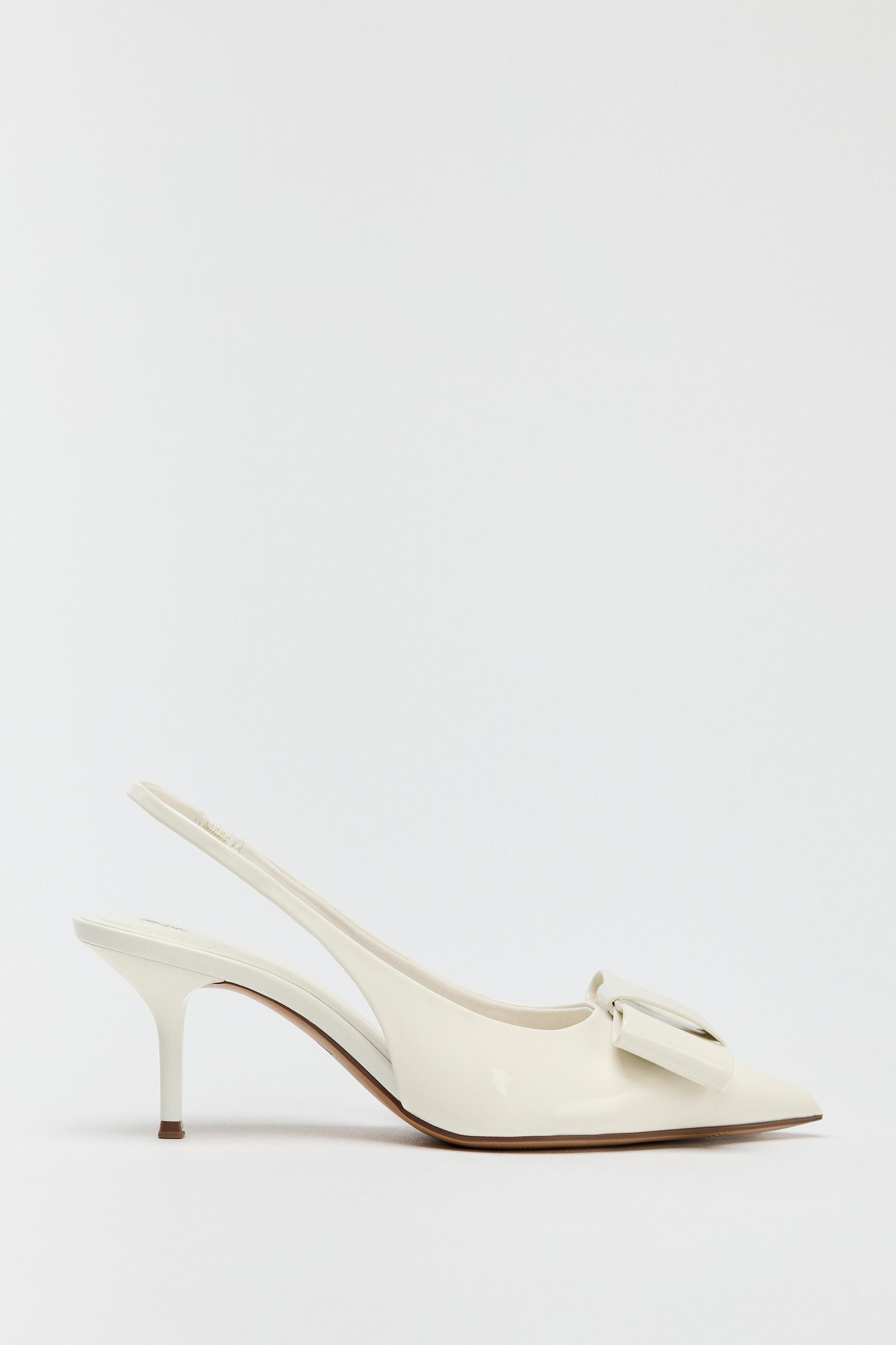 FAUX PATENT SLINGBACK HEELS WITH BOW | Zara US