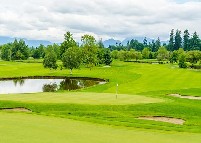 Fabric 9x6ft Golf Course Backdrop Blue Sky White Clouds Green Grass Trees Lawn Pond Photography B... | Amazon (US)