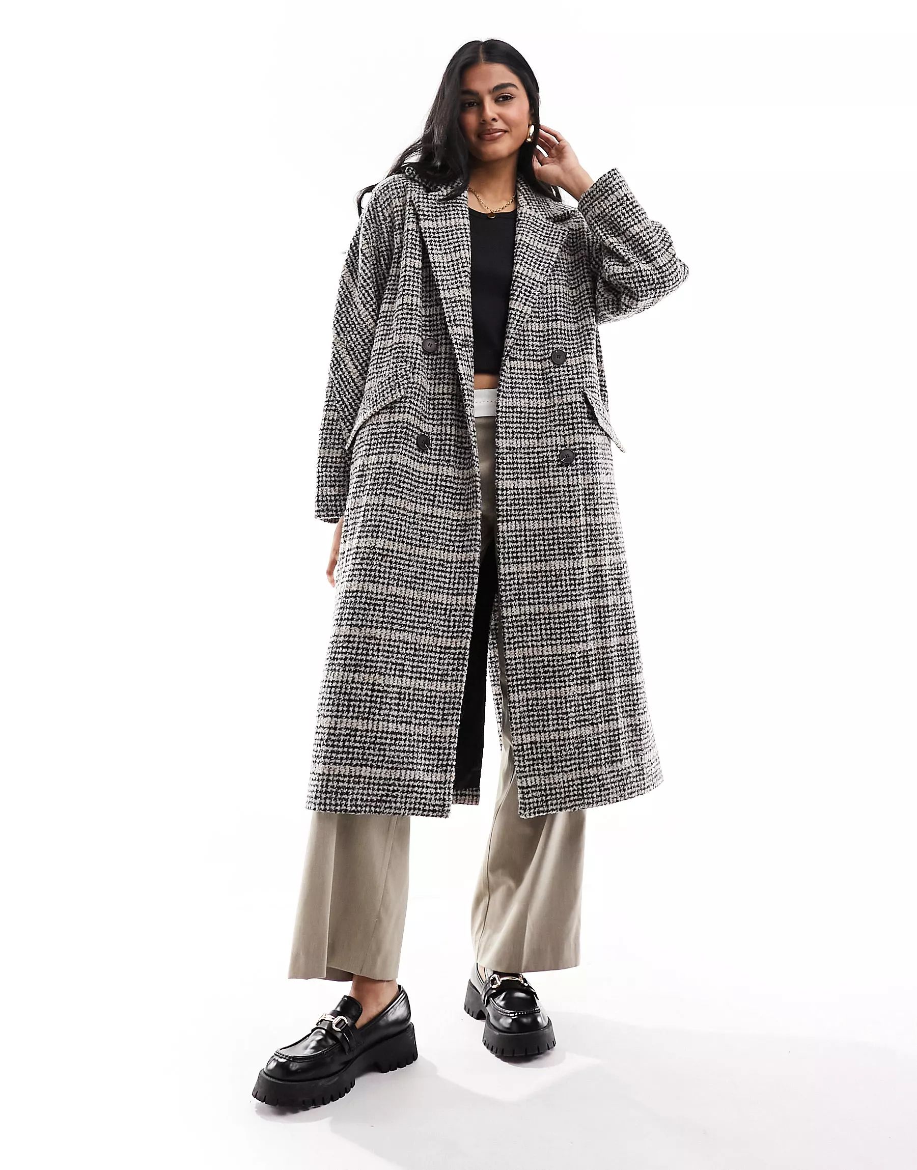 Selected Femme oversized formal coat in check print | ASOS (Global)