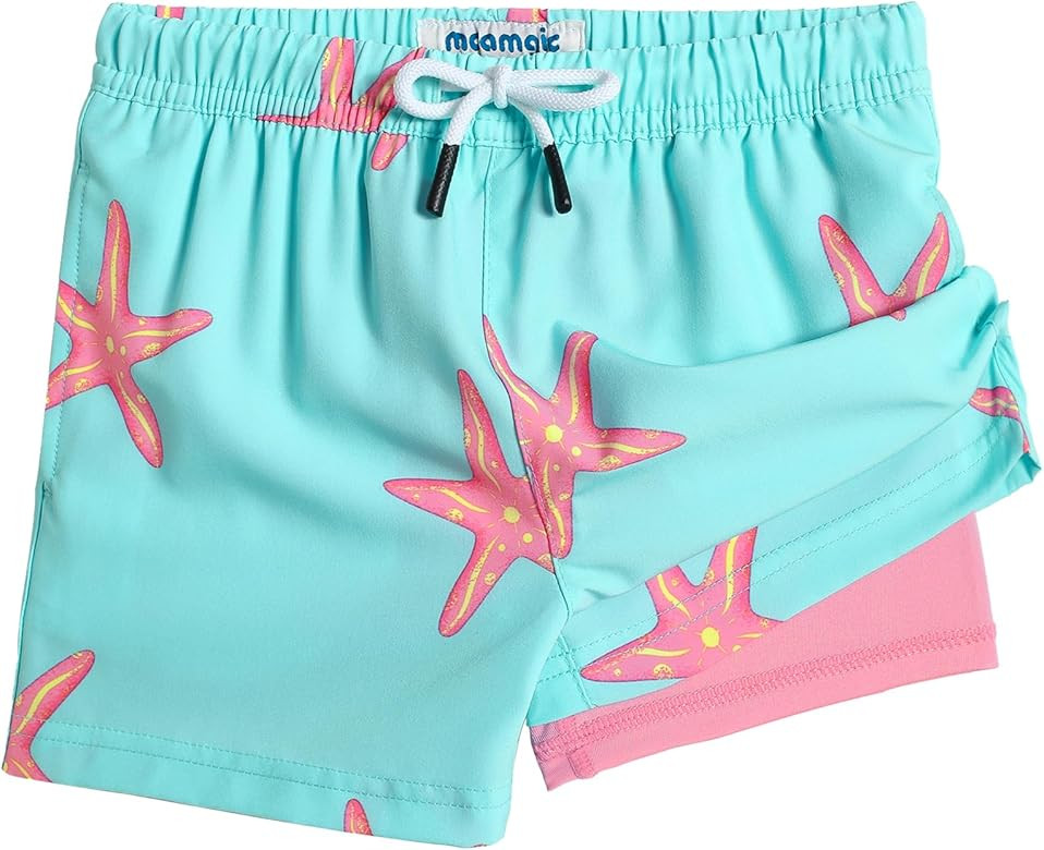 maamgic Boys Swim Trunks with Compression Liner Toddler Stretch Swim Shorts | Amazon (US)