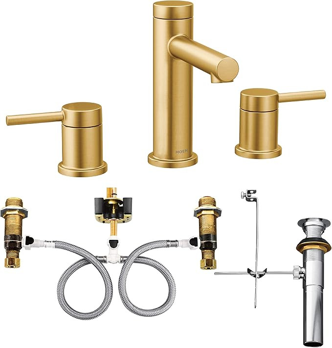 Moen T6193BG-9000 Align Two-Handle Widespread Bathroom Faucet with Valve, Brushed Gold | Amazon (US)
