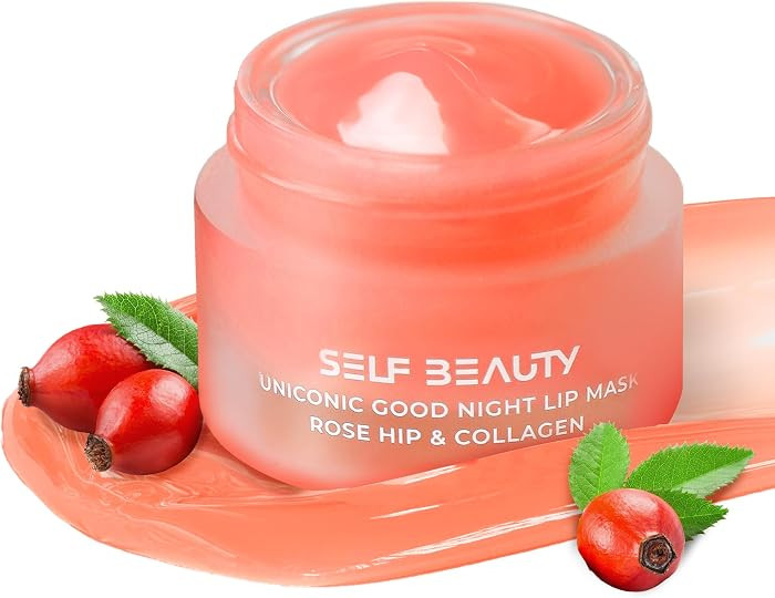 SelfBeauty Lip Mask - Vegan Lip Balm, Rosehip & Collagen, Lip Moisturizer, Overnight Hydrating Li... | Amazon (US)