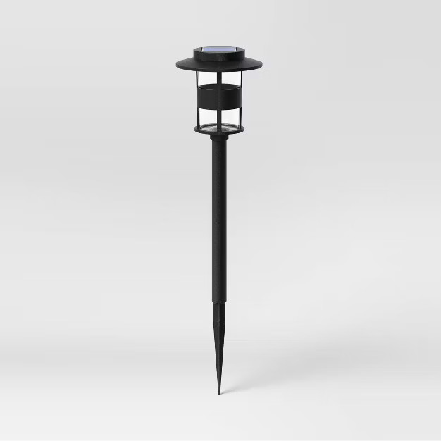 Cylinder Hooded Solar Pathway Light Black - Threshold™ | Target