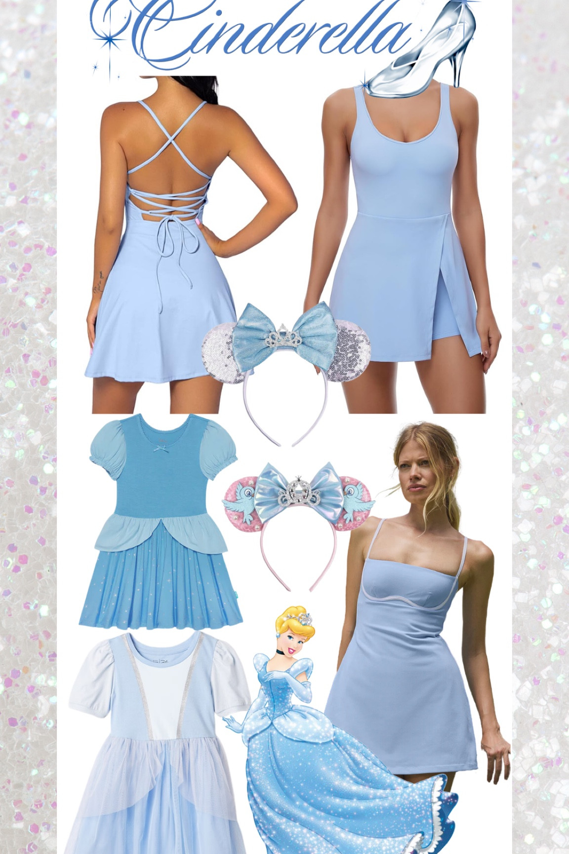 Disney theme park mommy and me princess outfit ideas for Cinderella 🩵 tennis dress skirt skort shorts activewear for the mamas and dresses and rompers for the little princesses 👑 

#LTKKids #LTKFamily #LTKActive