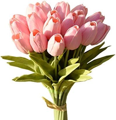 Mandy's 20pcs Pink Artificial Latex Tulips for Party Home Wedding Decoration | Amazon (US)