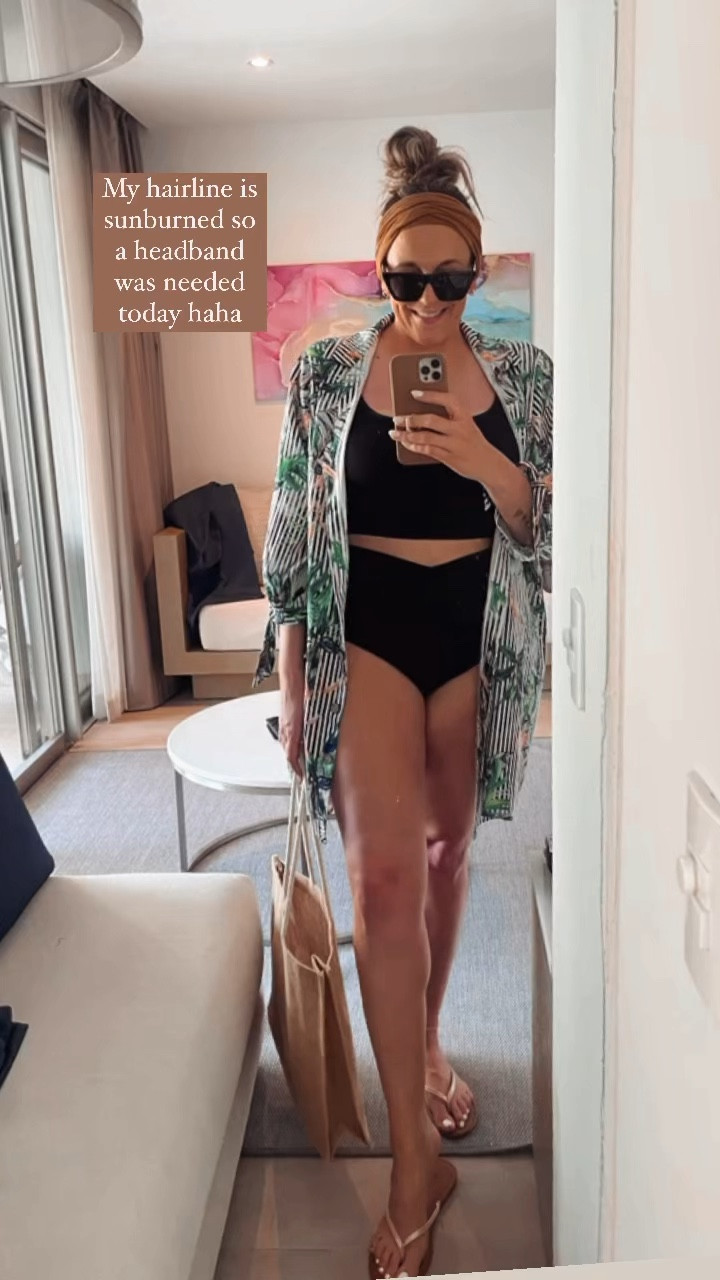 Wearing XL in everything.  Cute high waisted bikini, swim coverup, ribbed swimsuit, Aerie swimsuit.

#LTKU #LTKtravel #LTKFind