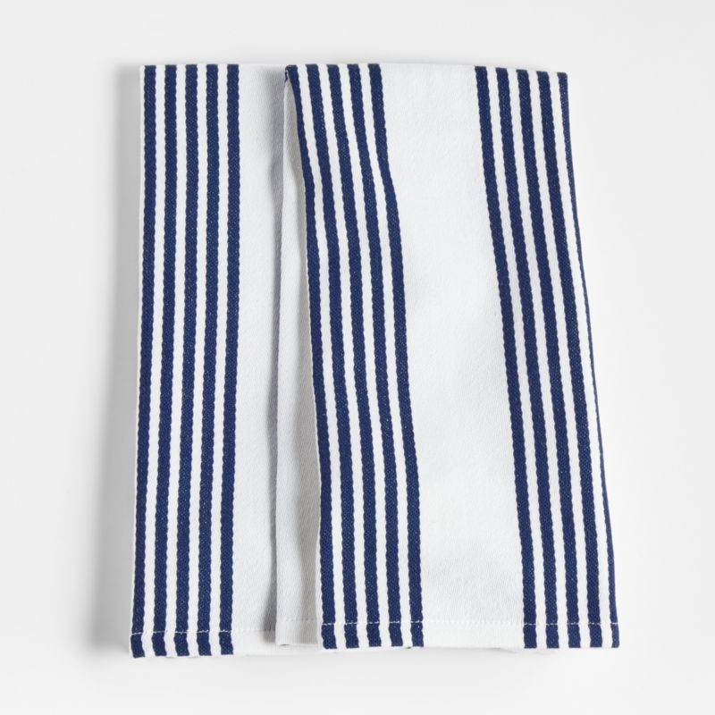 Cuisine Stripe Indigo Organic Cotton Dish Towels, Set of 2 + Reviews | Crate & Barrel | Crate & Barrel