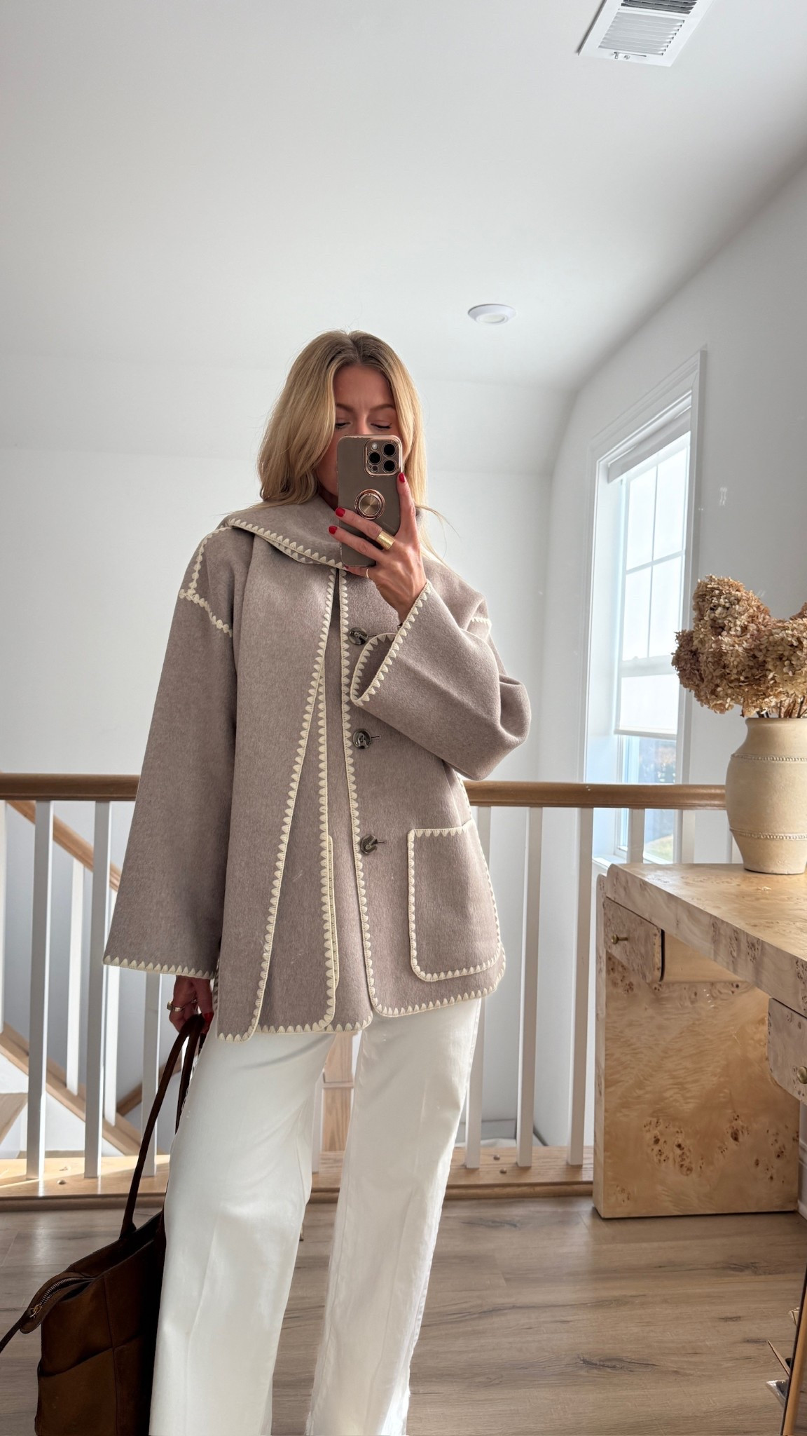 I have been loving this sweater for fall! 
Sweater: runs true to size, wearing size small. 
White Pants: run true to size, wearing a 25
Shoes: run true to size, wearing an eight. They are incredibly comfortable.