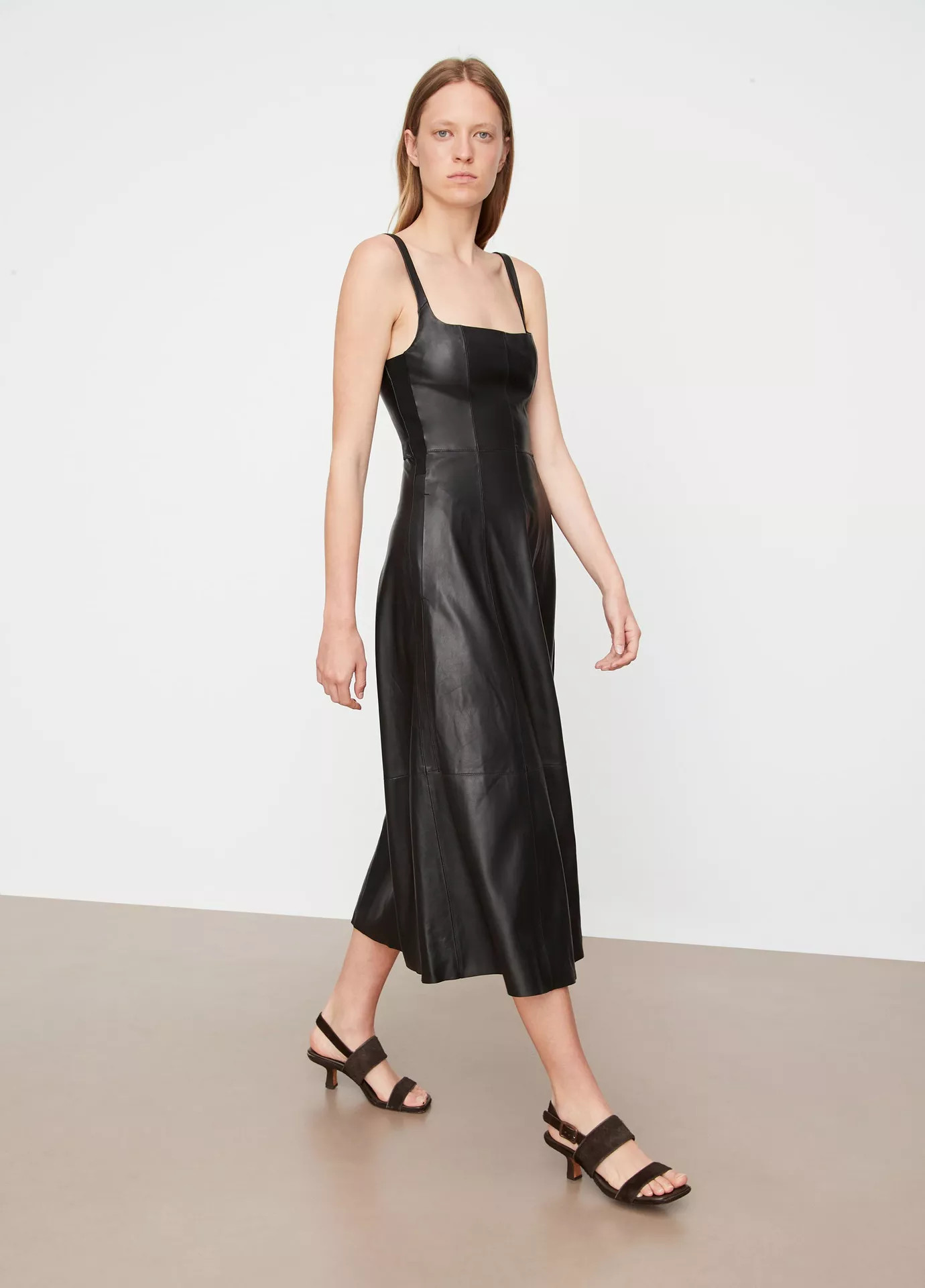 Square-Neck Leather Dress | Vince LLC