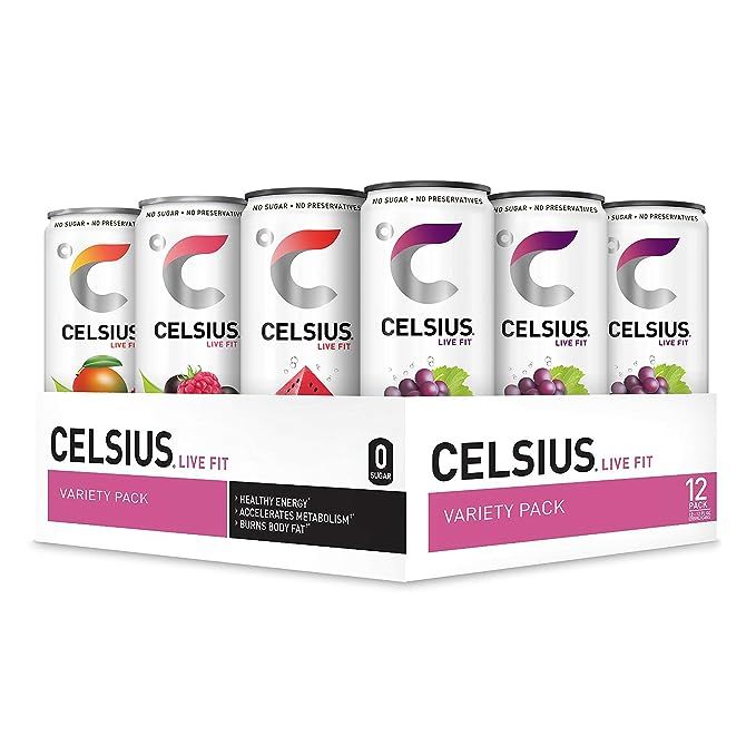 CELSIUS Fitness Drink 4-Flavor Variety Pack, Zero Sugar, 12oz. Slim Can, 12 Pack | Amazon (US)