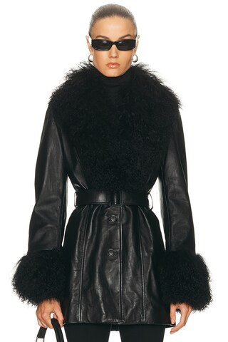 NILI LOTAN Sefa Leather Jacket in Black - Black. Size L (also in ). | FWRD 