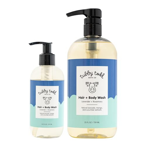 TUBBY TODD Hair + Body Wash - Baby Shampoo and Body Wash - Gentle, Natural Baby Was for Newborns, Babies, and Toddlers - Non-Toxic and Hypoallergenic - Lavender Rosemary, 2 Pack, 8.5oz & 25oz | Amazon (US)