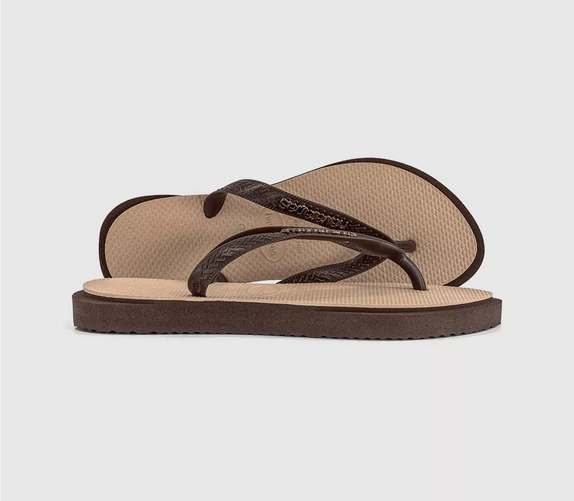 Havaianas Top Point Fusion Flip Flops Dark Brown Golden - Women\u2019s Sandals | Office Shoes (UK)