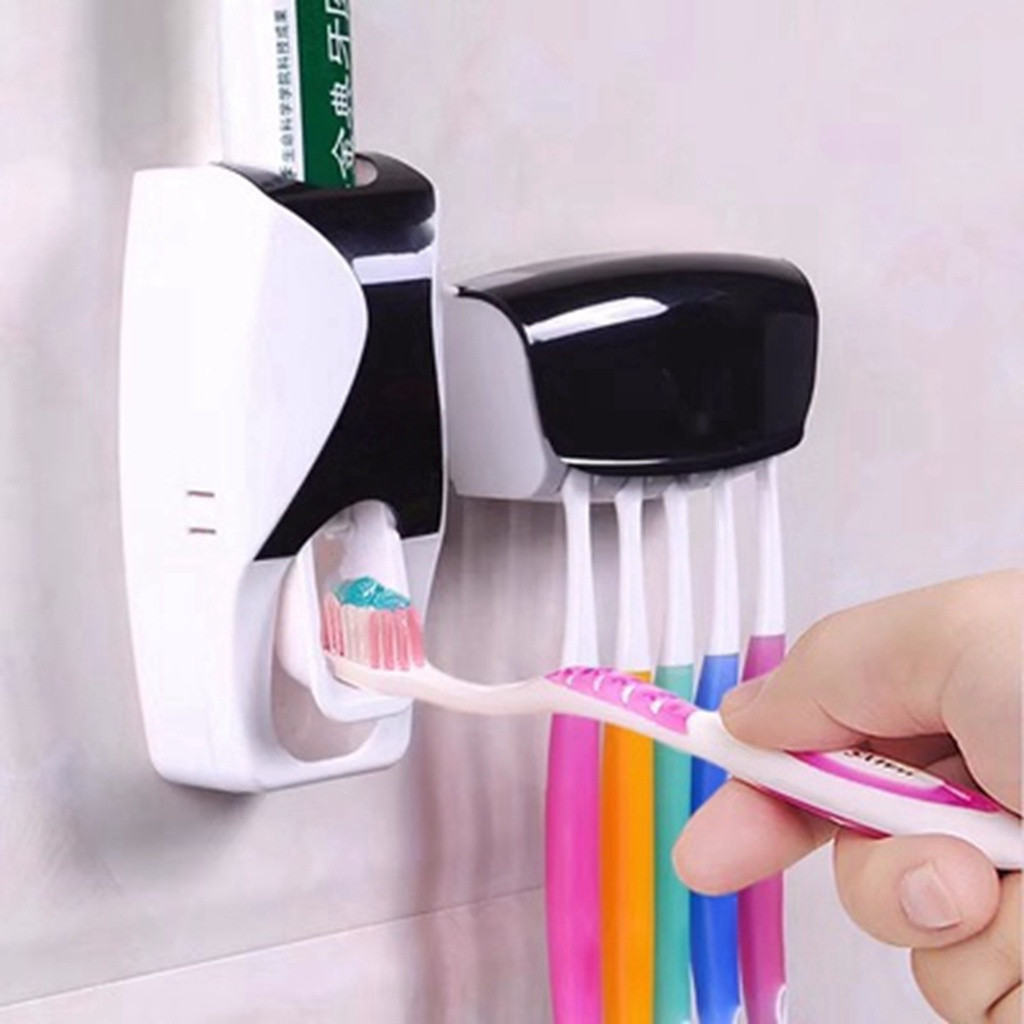 Dispenser Automático Pasta De Dente Com Suporte Escovas Prático E Econômico Porta Escova | Shopee (BR)
