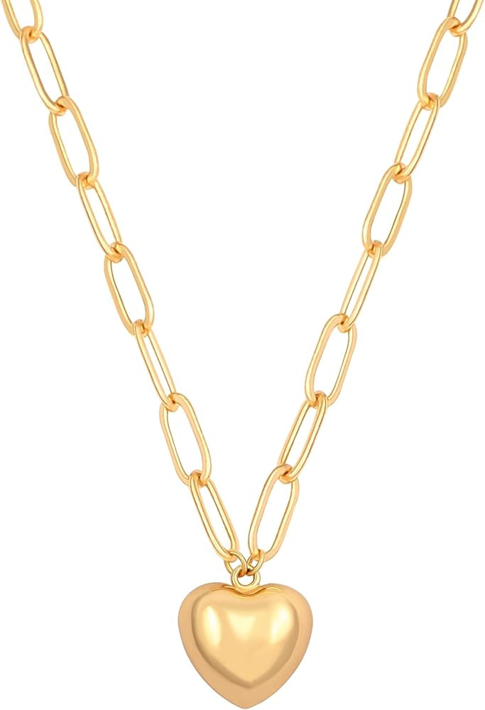 Dainty Cross Medallion/Heart Pendant Chain Necklace 18K Gold Plated Oval Choker Fashion OT Toggle... | Amazon (US)