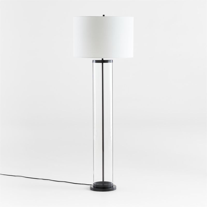Promenade Black Floor Lamp with White Shade + Reviews | Crate & Barrel | Crate & Barrel