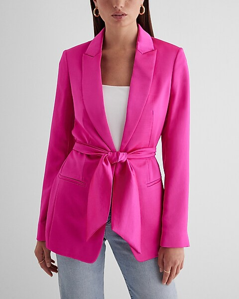 Satin Tie Waist Blazer | Express