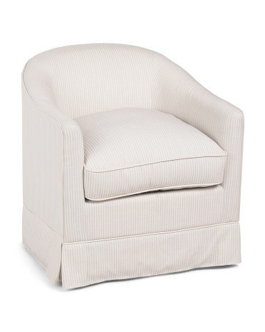 28x27 Scout Striped Swivel Chair With Kick Pleat Skirt | TJ Maxx