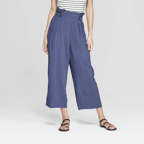 Women's Pleated Cropped Wide Leg Pants - Xhilaration™ Navy | Target