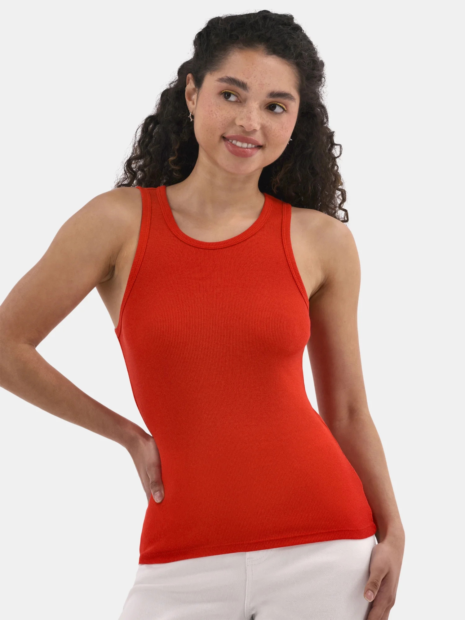 No Boundaries Ribbed High Neck Tank Top, Women's | Walmart (US)
