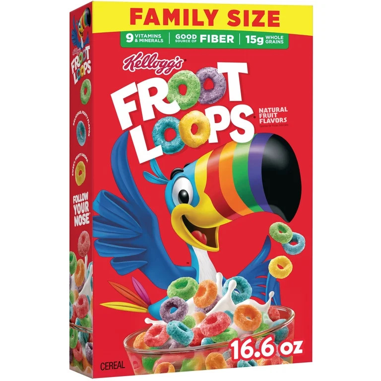 Kellogg's Froot Loops Breakfast Cereal, Good Source of Fiber, 15g Whole Grains, Family Size, 16.6... | Walmart (US)