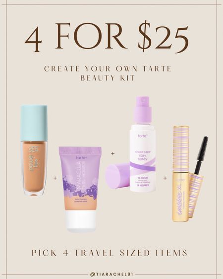 Tarte is doing 4 for $25 on travel size items! Perfect time to try out products #tartepartner

#LTKBeauty #LTKSaleAlert