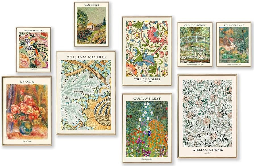 Vintage Eclectic Wall Art Prints Set of 9, Abstract Eclectic Wall Decor Matisse William Morris Va... | Amazon (US)