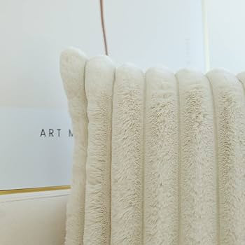 JOJUSIS Pack of 2 Faux Fur Plush Decorative Throw Pillow Covers Striped Couch Cushion Case Soft F... | Amazon (US)