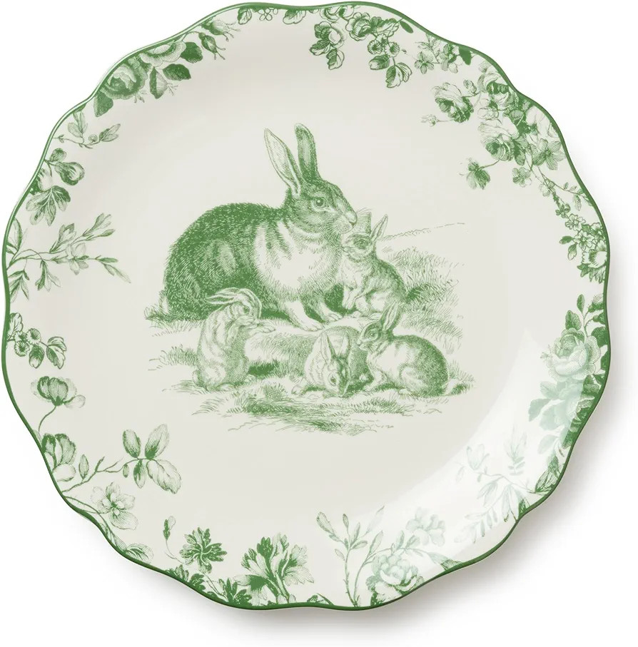 Le Jardin 11 Inch DINNER PLATES, SET OF 4 – Green Bunny Spring Stoneware for Easter Meals, Gard... | Amazon (US)