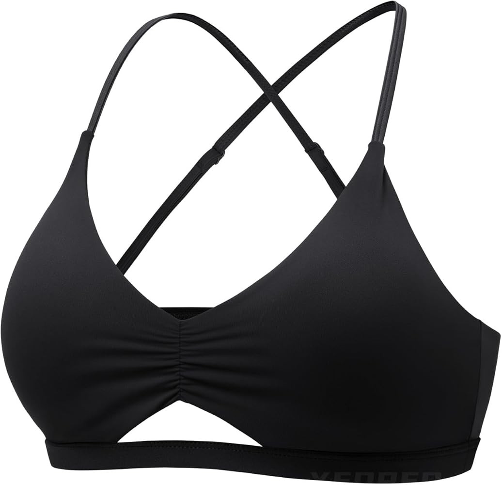 YEOREO Women's Sports Bras Chilene Strappy Criss Cross Open Back Low Impact Removable Cups Gym Yo... | Amazon (US)