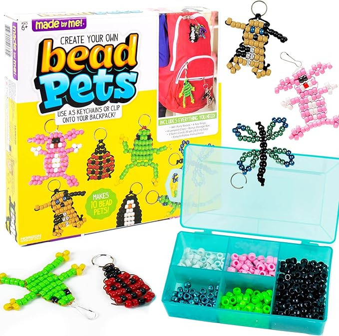 Made By Me Create Your Own Bead Pets by Horizon Group USA, Includes Over 600 Pony Beads, 6 Key Ri... | Amazon (US)