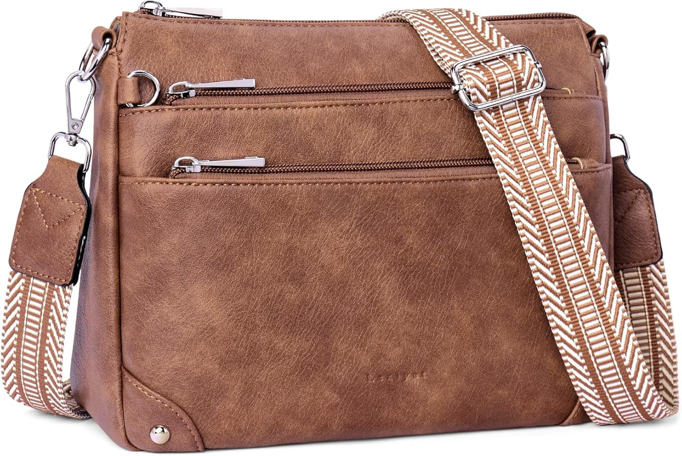 Crossbody Bags for Women Rfid Travel Crossbody Purses Leather Handbags Medium Shoulder bag with A... | Amazon (US)