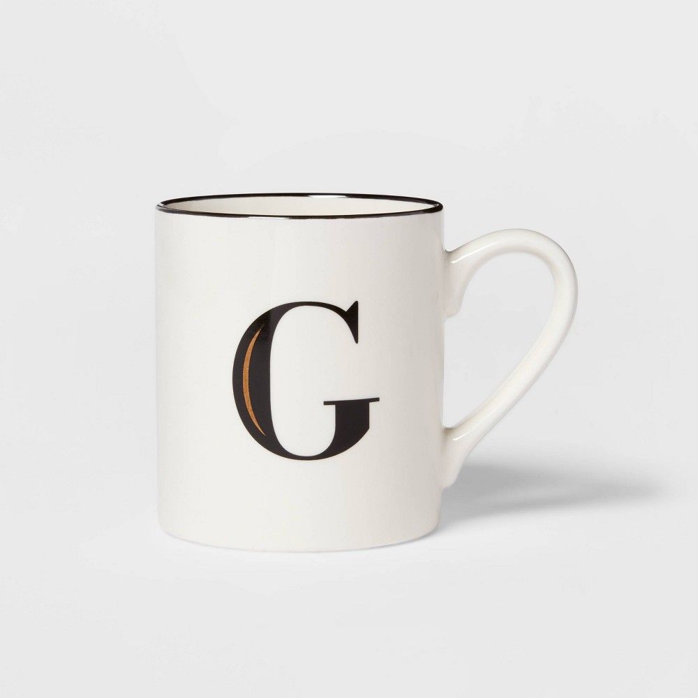 16oz Stoneware Monogram Mug G White - Threshold™ | Target