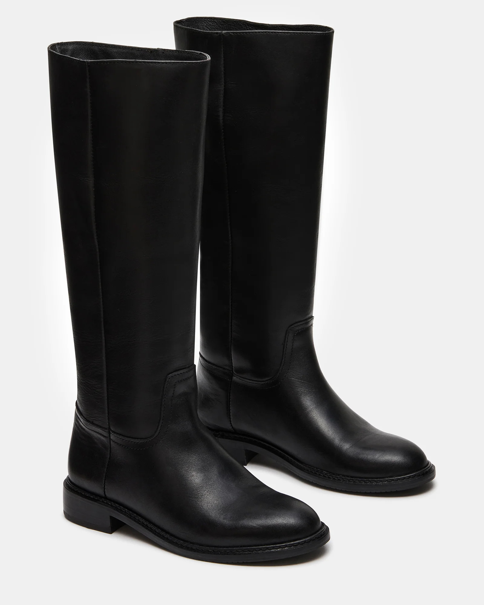 MARNA Black Leather Knee-High Women's Riding Boot | Steve Madden (US)