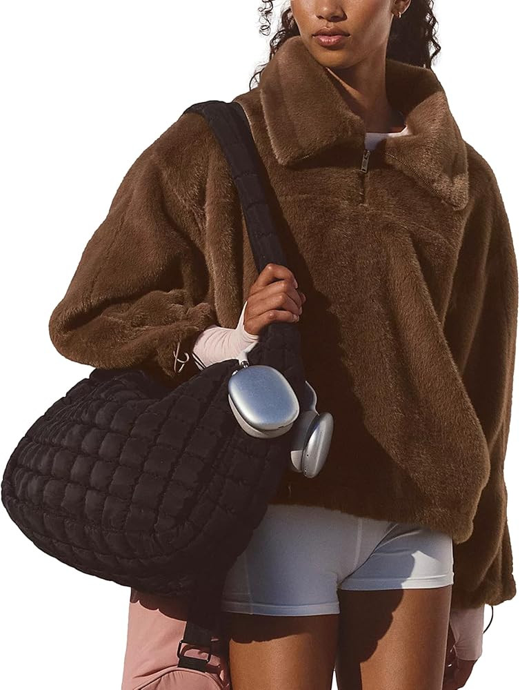 Ainangua Long Sleeve Quarter Zip Pullover Women Oversized Faux Fur Coat Fall Winter Warm Fuzzy Fl... | Amazon (US)