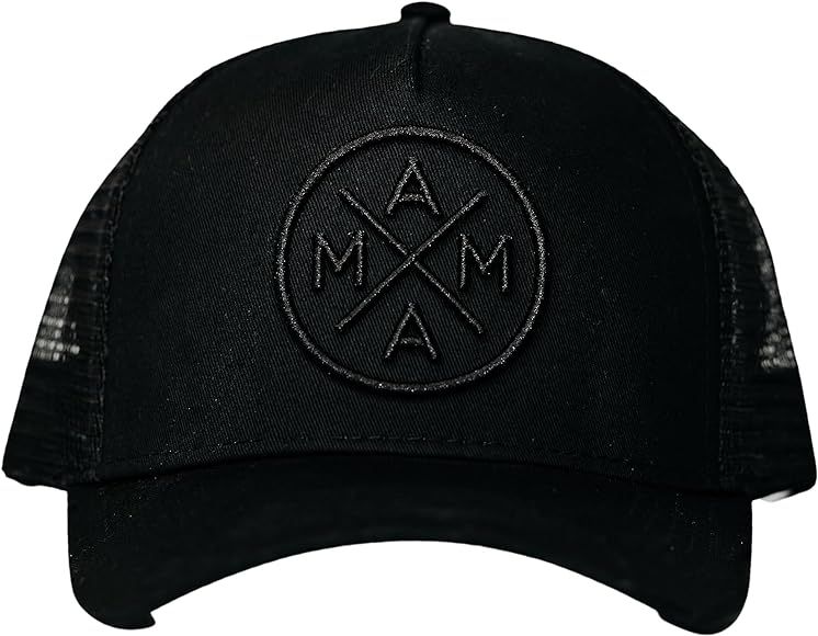 TINY TRUCKER Co. Women's Black Embrodiered Mama X™ Logo Black Trucker Hat Mesh Back Adjustable ... | Amazon (US)
